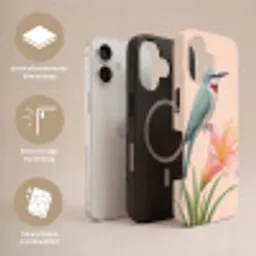 Vogel - Bloem - Natuur - Roze Toughcase MagSafe Apple iPhone 17 klein -USP_Lagen_NL