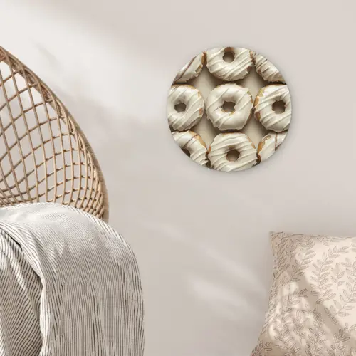 Donuts - Chocolade - Wit - Beige Wandcirkel kunststof plaat 5mm dik klein -sfeer5