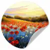 Klaproos - Bloemenveld - Kleurrijk Wandcirkel behangsticker klein -3d