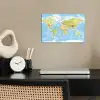 Wereldkaart - Staatkundig - Blauw - Aarde - Educatief poster papier klein -sfeer1