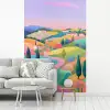 Landschap - Paars - Pastel - Huizen fotobehang vinyl groot -woonkamer