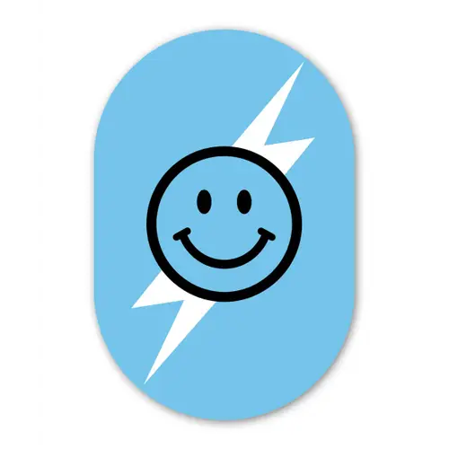 Smiley - Blauw - Bliksem Wandcirkel Ovaal Forex klein -3d