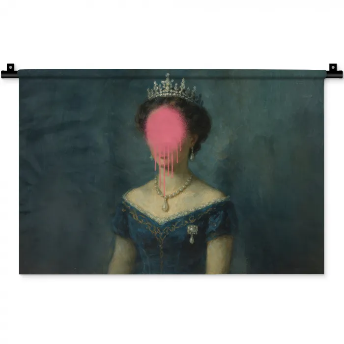 Kroon - Roze druipend verf - Portret Wandkleed katoen klein -zz3d