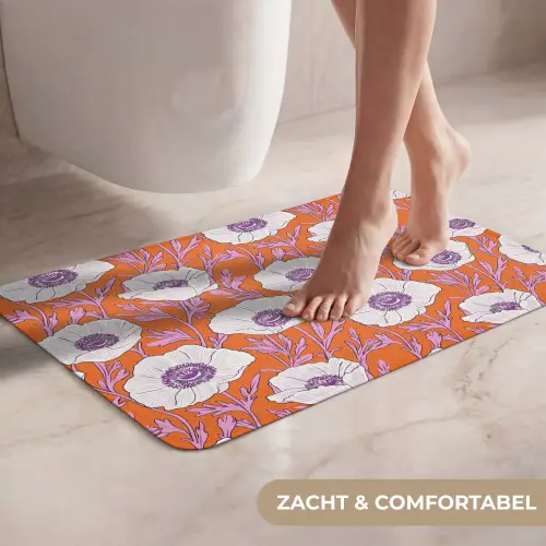 Bloemen - Grafisch - Oranje WCmat klein 1009 -USP_ZachtNL