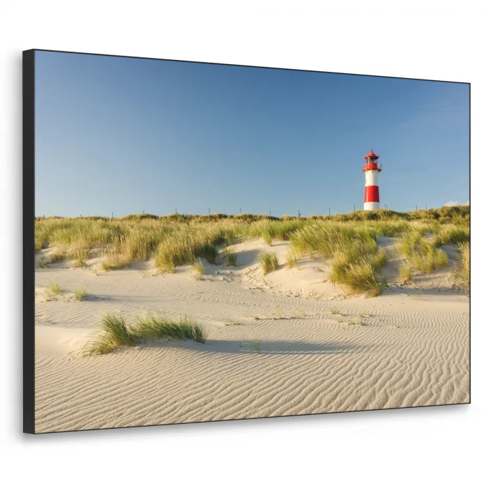 Vuurtoren - Strand - Landschap - Duinen Textielframe zwart klein -3d