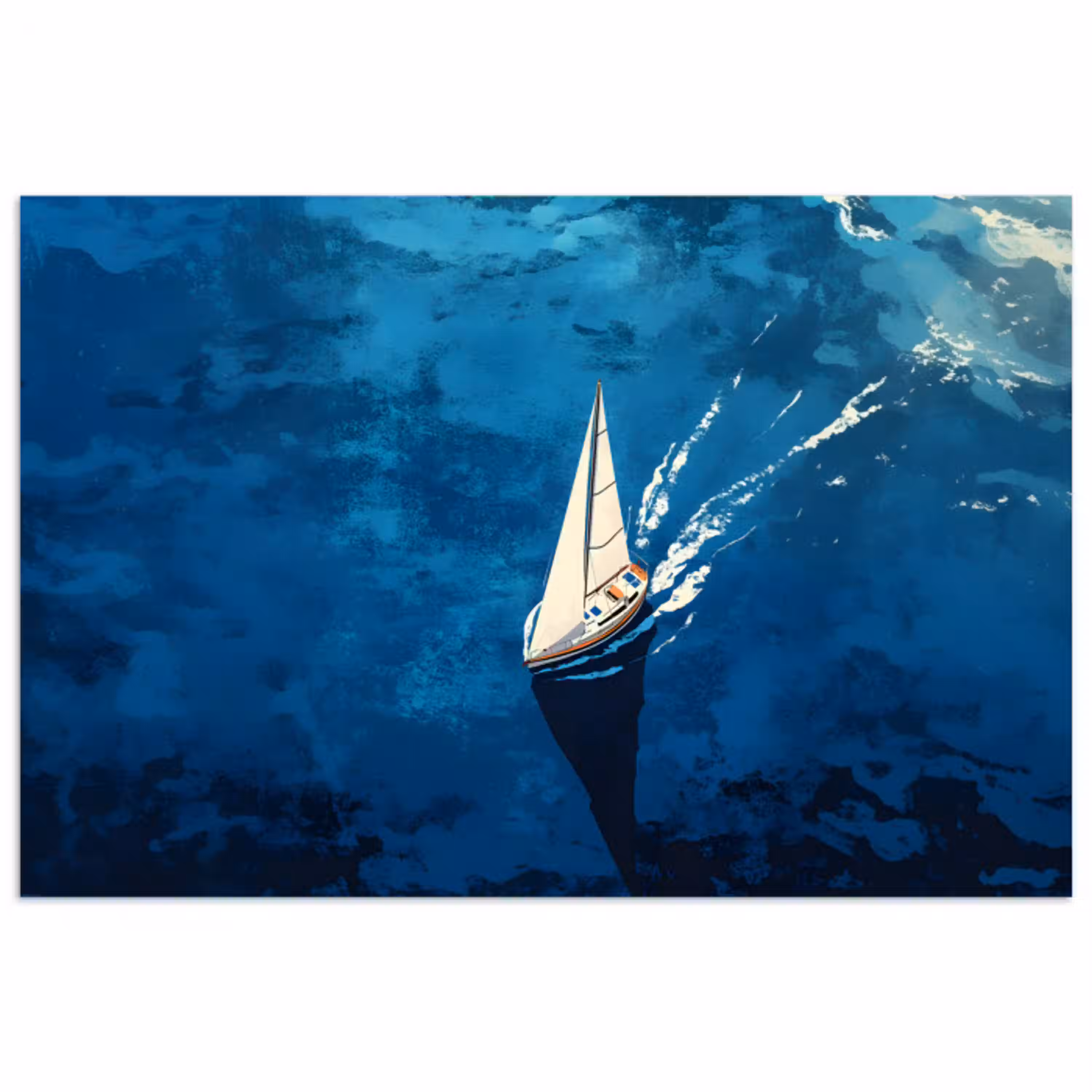 Zeilboot - Water - Abstract - Schaduw poster papier klein -3d