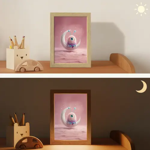 Maan - Monster - Roze Light Box met kabel klein -sfeer3_kind