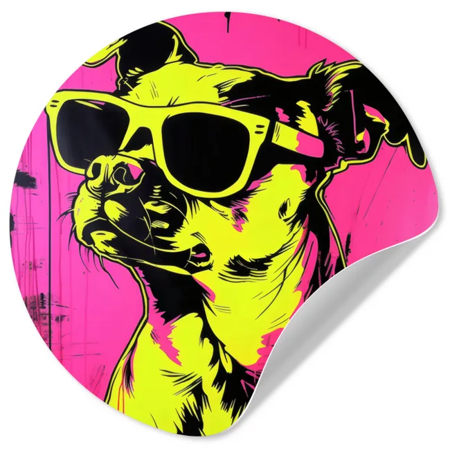 Hond - Zonnebril - Roze - Art Wandcirkel behangsticker klein -3d