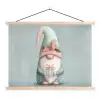 Kerstgnome - Cadeau - Groen textielposter latten blank klein -3d