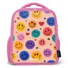 Vrolijk Smiley-patroon Kinderrugzak - Roze middel -3d