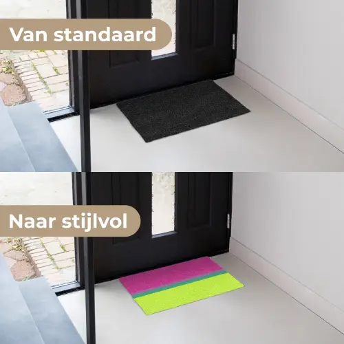 Strepen - Modern - Kleurrijk Deurmat klein -voor-na_NL