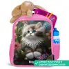 Kitten tussen bloemen Kinderrugzak - Roze middel -inhoud_NL