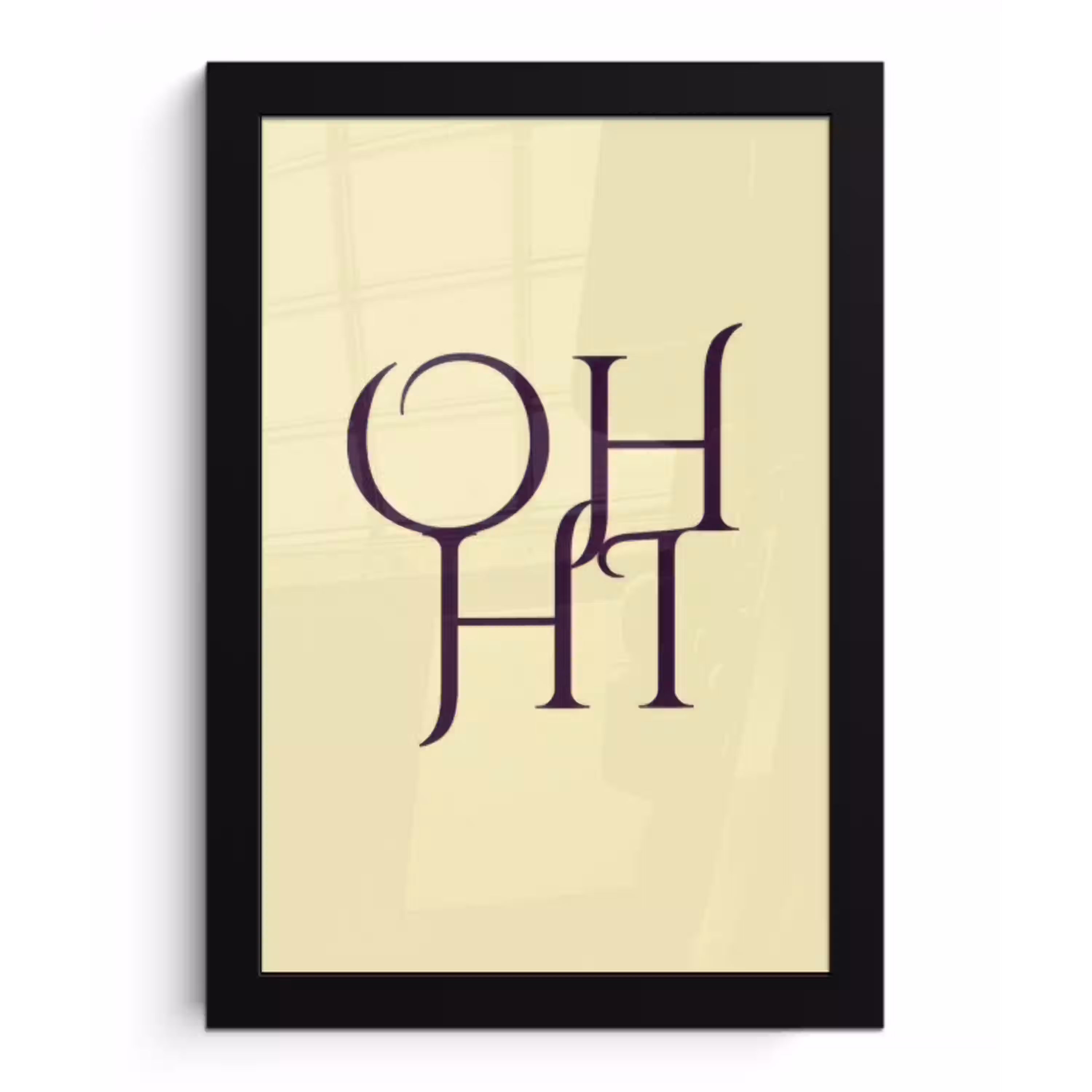 Oh hi - Geel - Monogram fotolijst zwart zonder passe partout klein -3d