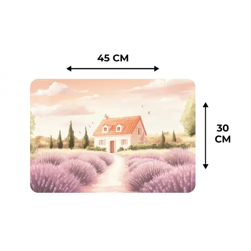 Lavendelveld - Huis - Paars Placemat vinyl groot -specs