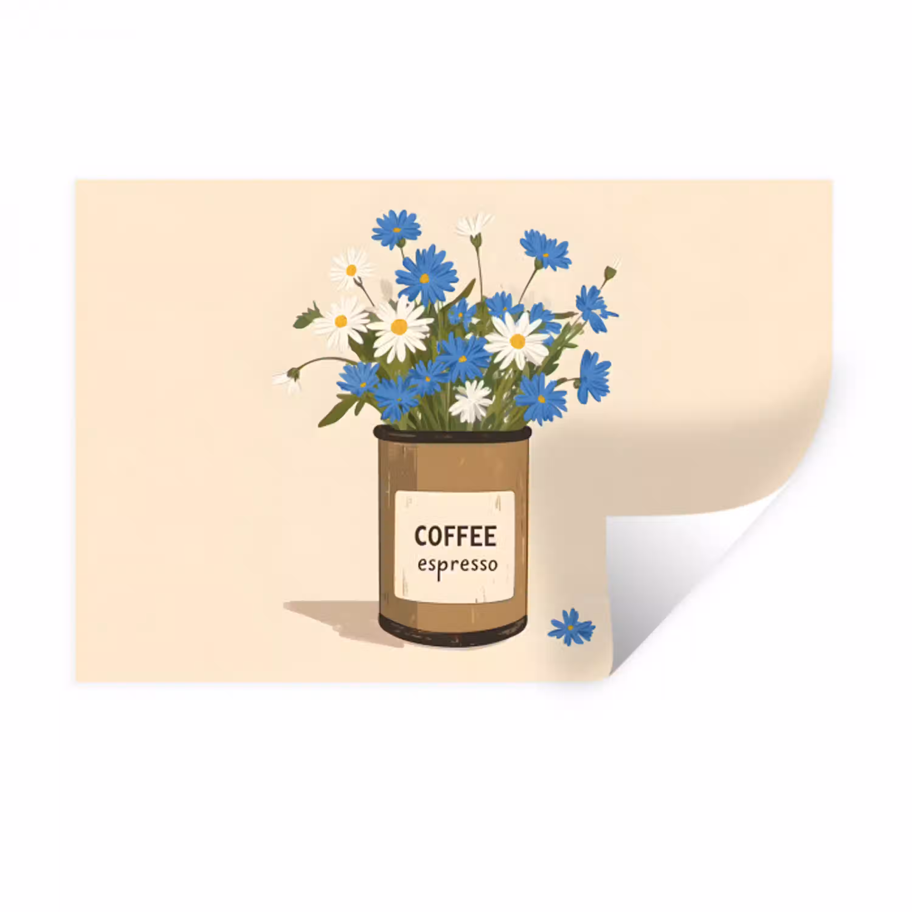 Coffee - Blik - Minimalistisch - Bloemen Muursticker klein -3d