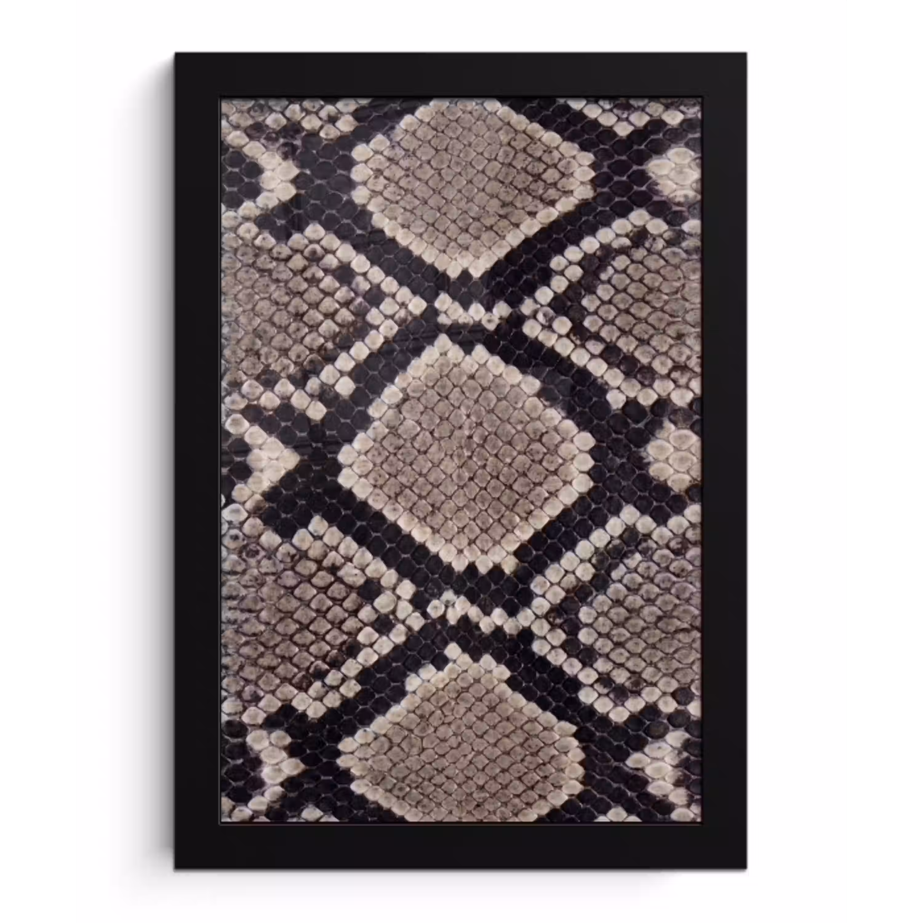Slangenleer - Patroon - Beige fotolijst zwart zonder passe partout klein -3d