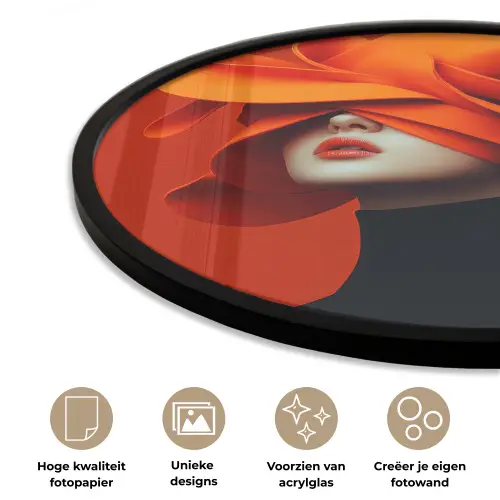 Oranje - Hoed - Vrouw Fotolijst rond zonder passe partout klein -closeup_NL