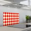 Golvend patroon - Retro - Rood - Beige keuken achterwand spatscherm klein 900 -3d_schuin