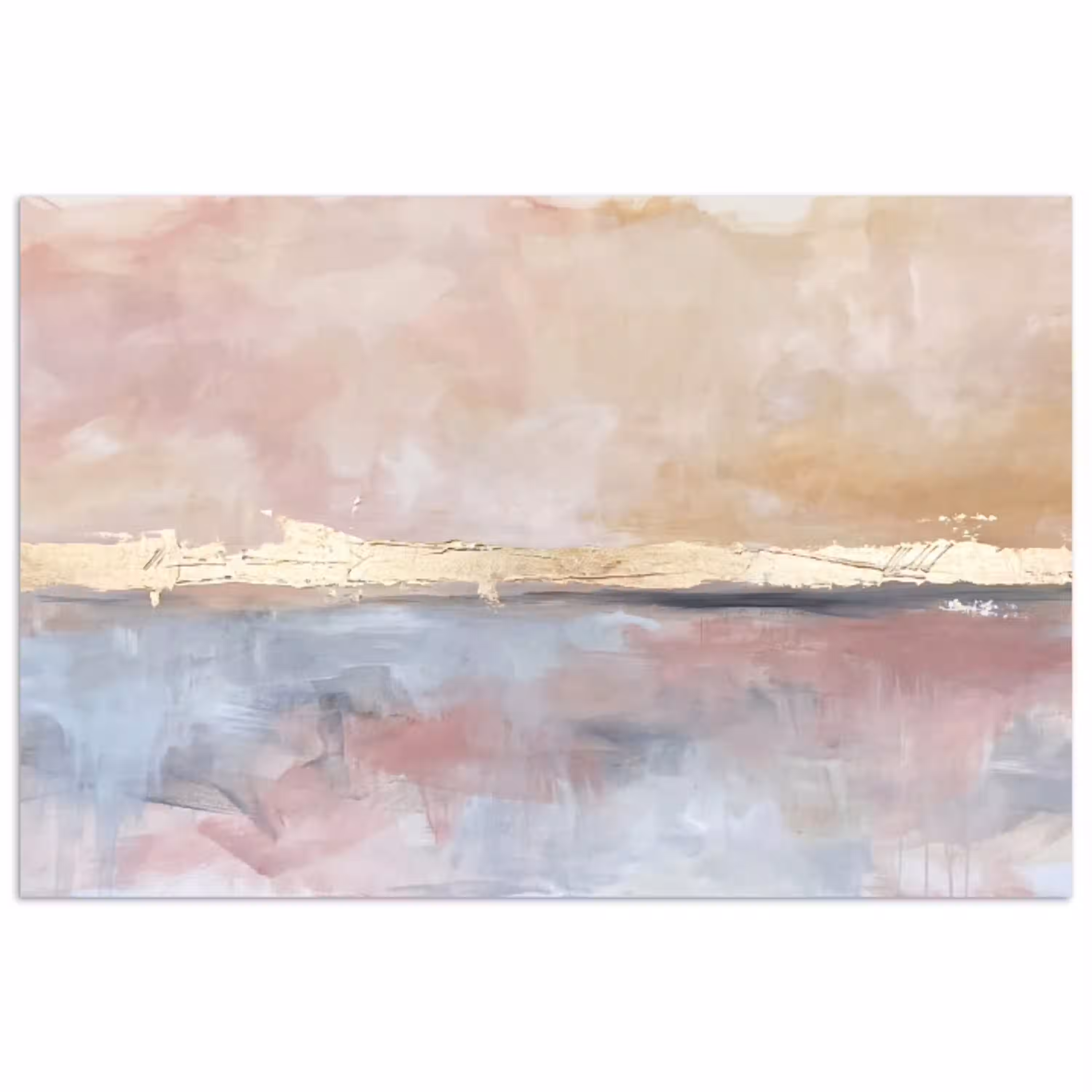 Abstract - Horizontaal - Kunst - Roze - Goud poster papier klein -3d