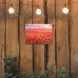 Rode klaprozen in de ochtendzon tuinposter los doek klein -sfeer1