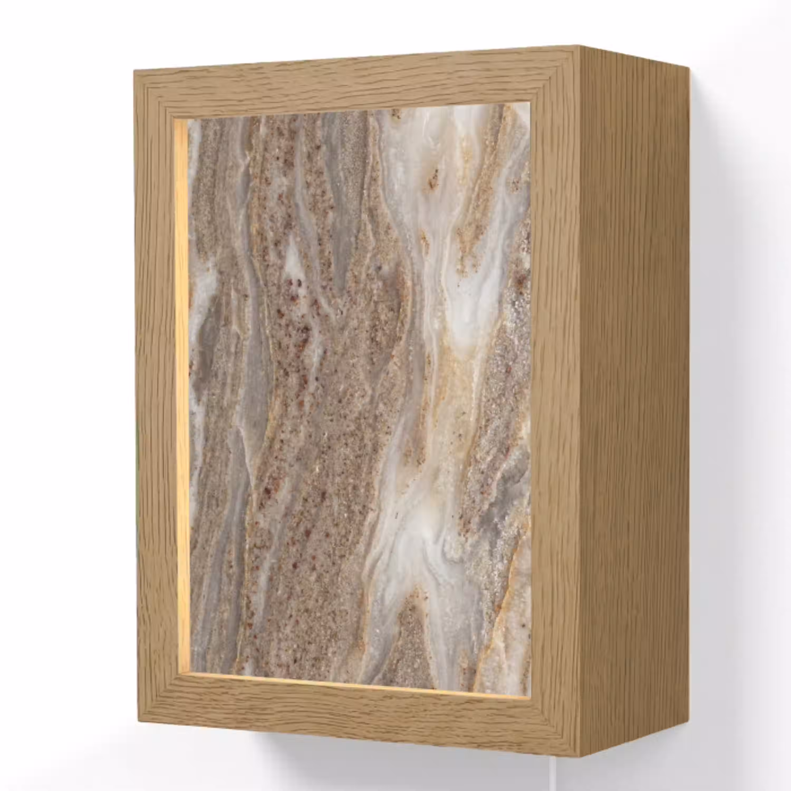 Textuur - Steen - Abstract - Beige Light Box met kabel (Wandlamp) klein -3d