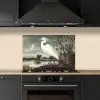 Reiger - Planten - Wolken - Wit keuken achterwand spatscherm klein -sfeer1