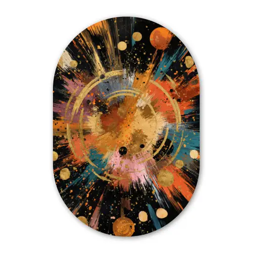 Explosie - Verfstructuur - Goud - Abstract Wandcirkel Ovaal Forex klein -3d