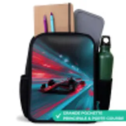 Raceauto - Baan - Neon - Verlichting Rugzak - Zwart middel -inhoud_FR