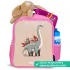 Blauwe dinosaurus op een beige achtergrond Kinderrugzak - Roze middel -inhoud_NL