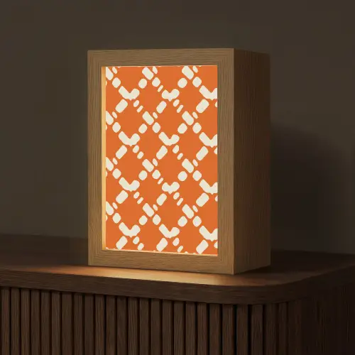 Oranje - Ruitpatroon - Wit Light Box met kabel (Tafellamp) klein 925 -z3d_website