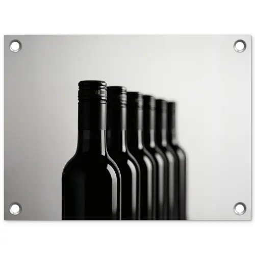 Wijnflessen - Zwart - Minimalistisch tuinposter los doek klein -3d