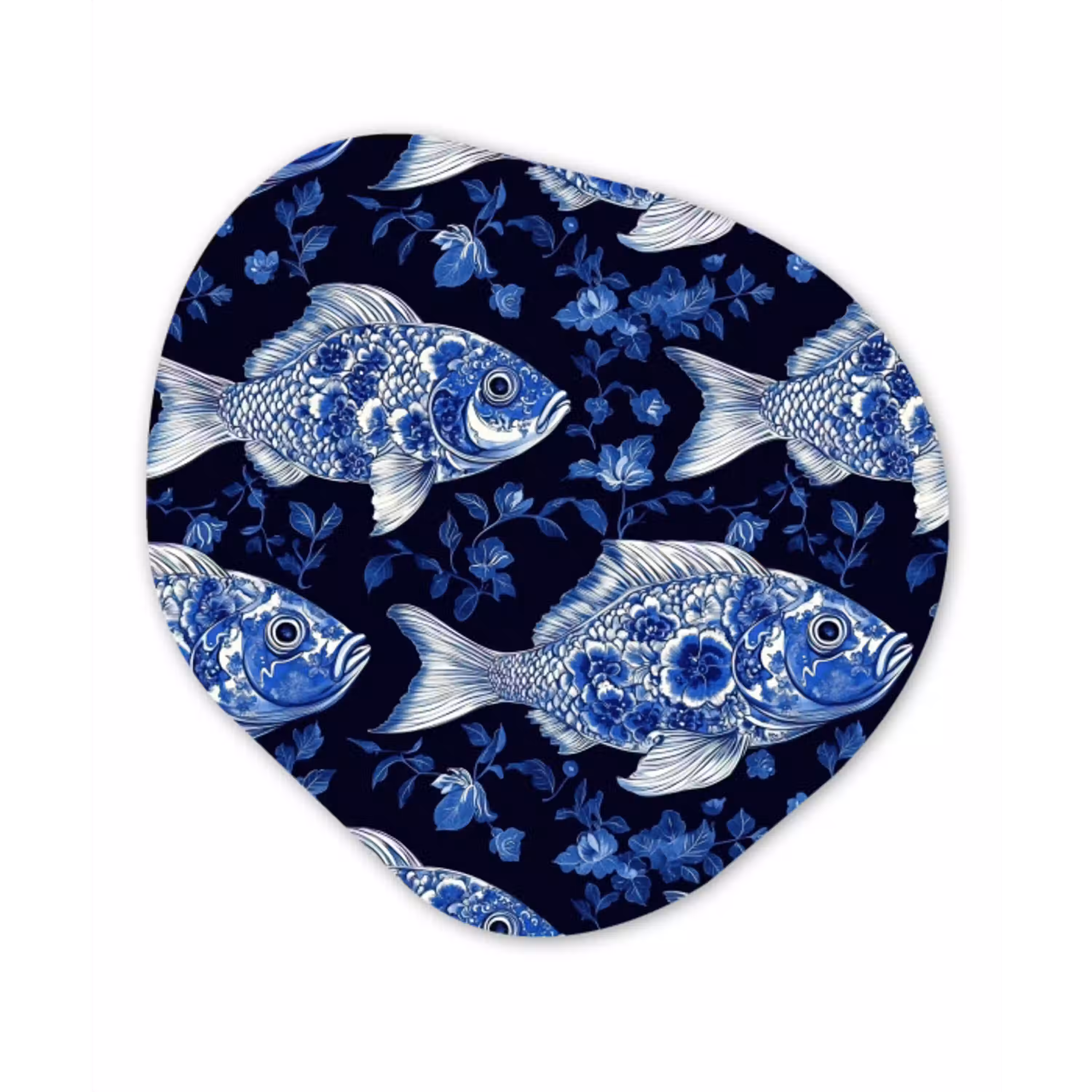 Vissen - Bloemen - Blauw Wandcirkel Organisch Forex 3mm klein 629 -3d