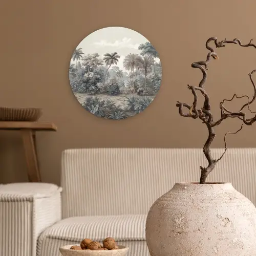 Tropisch - Landschap - Illustratie Wandcirkel kunststof plaat 5mm dik klein -sfeer1