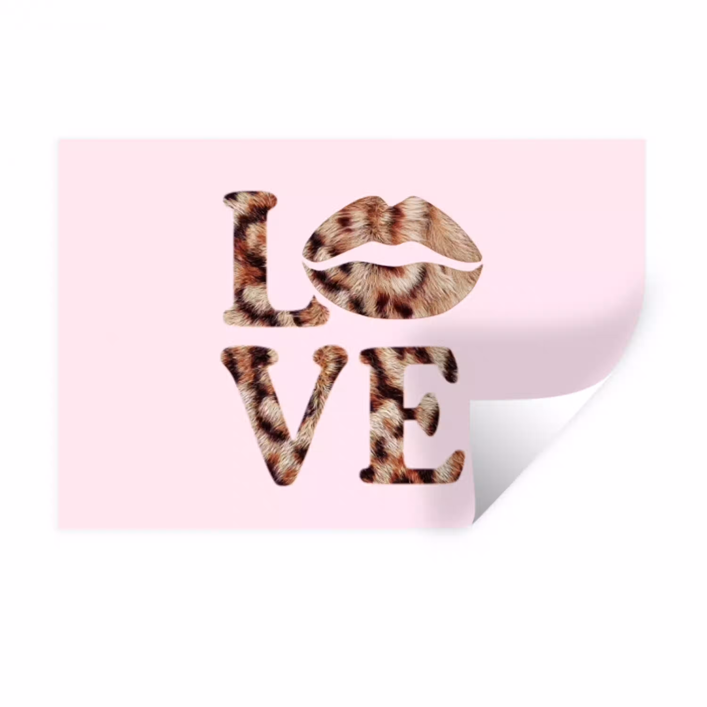 Tekst - Love - Pantervacht - Lichtroze Muursticker klein -3d