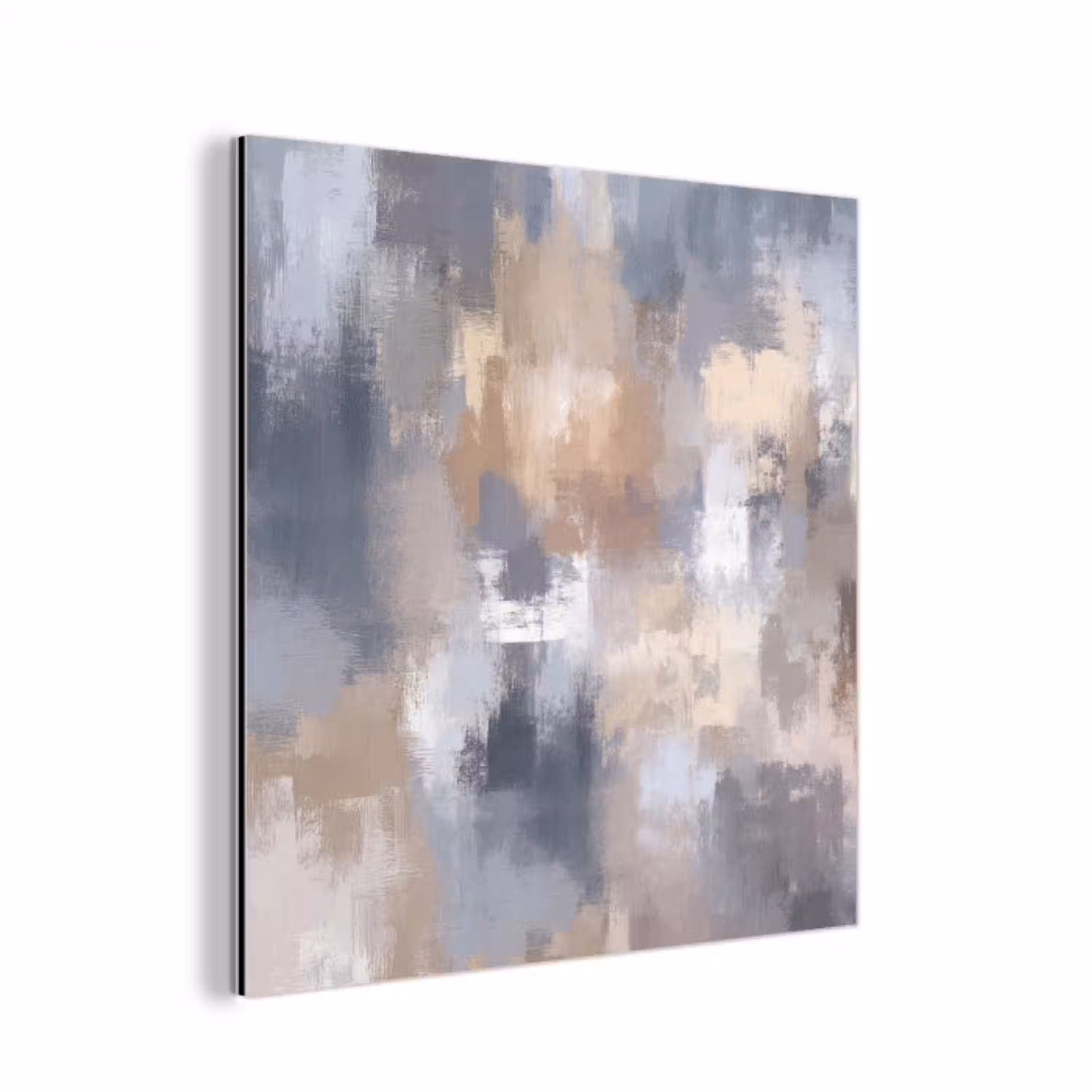 Penseelstreken - Schilderij - Beige aluminium wit klein -3d