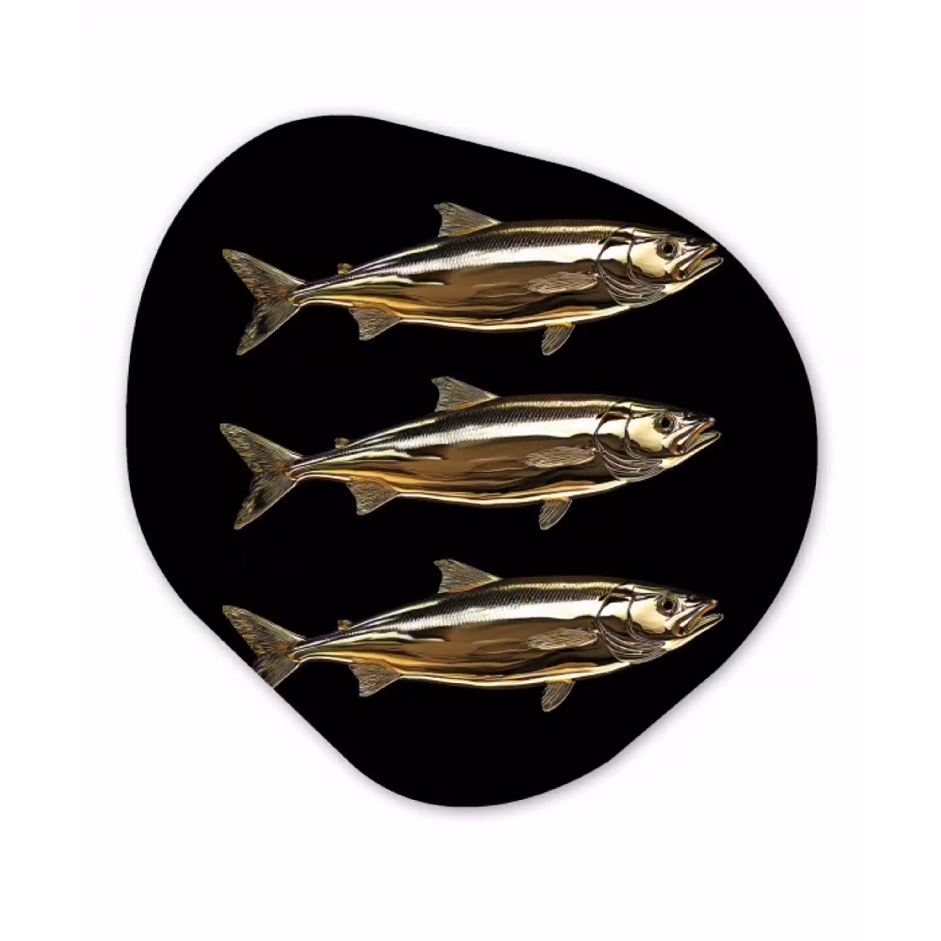 Vissen - Goud - Zwart Wandcirkel Organisch Plexiglas middel -3d