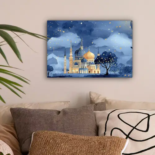 Sterrenhemel - Goud - Gedetailleerde koepels canvas 2cm klein -sfeer1