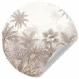 Jungle - Tropisch - Natuur -Vintage - Beige Wandcirkel behangsticker klein -3d