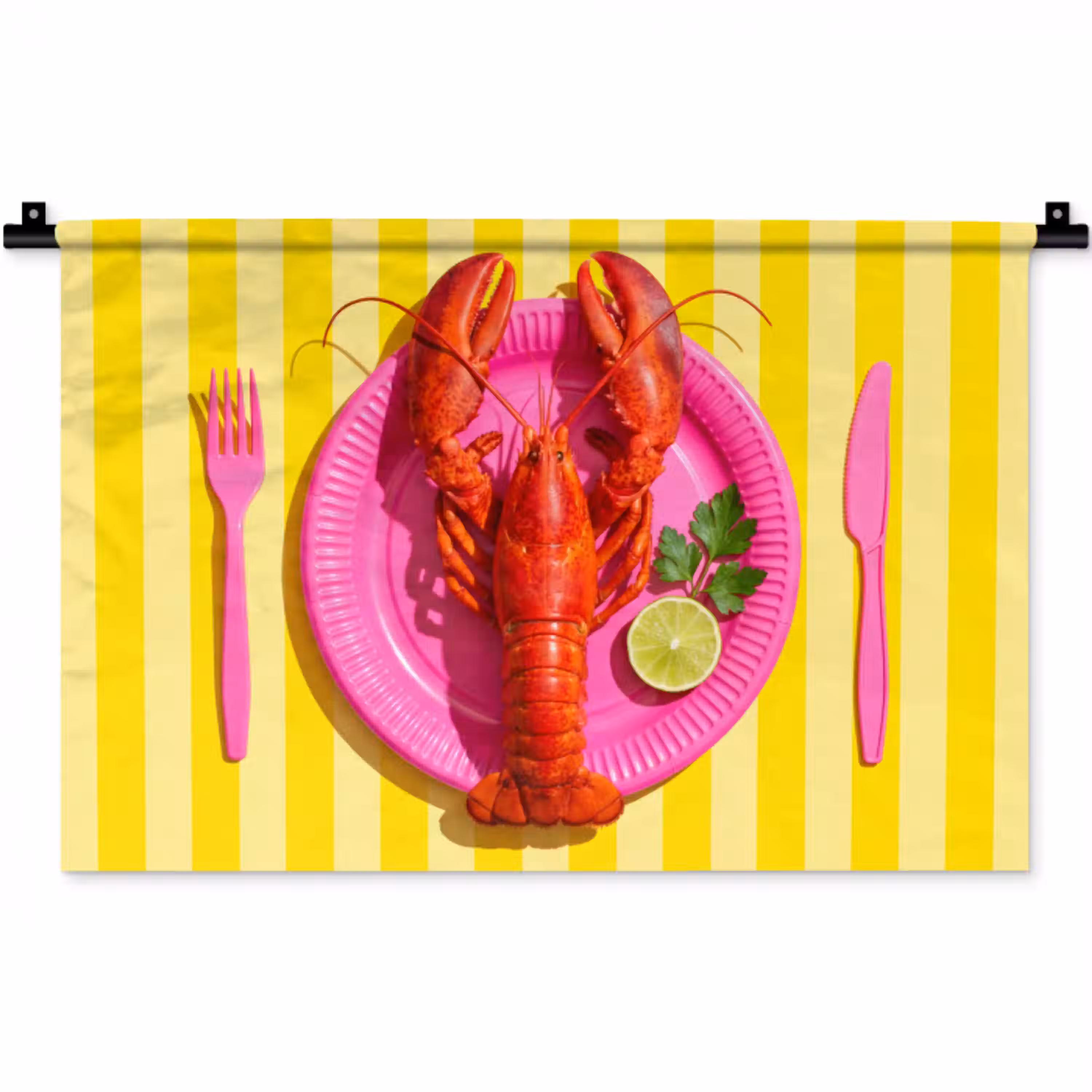 Eten - Roze - Geel - Modern - Culinaire Wandkleed katoen klein -zz3d