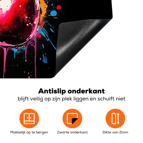 Kersen - Fruit - Graffiti - Verf - Abstract - Modern - Kleurrijk Inductie beschermer vinyl 3mm klein -zzzzzzz-td-onderkant