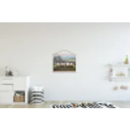 Schapen - Rij - Weide - Dieren - Platteland textielposter latten blank klein -kinderkamer