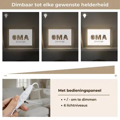 Oma - Lettercollage Light Box met kabel (Tafellamp) klein -USP_dimbaarNL