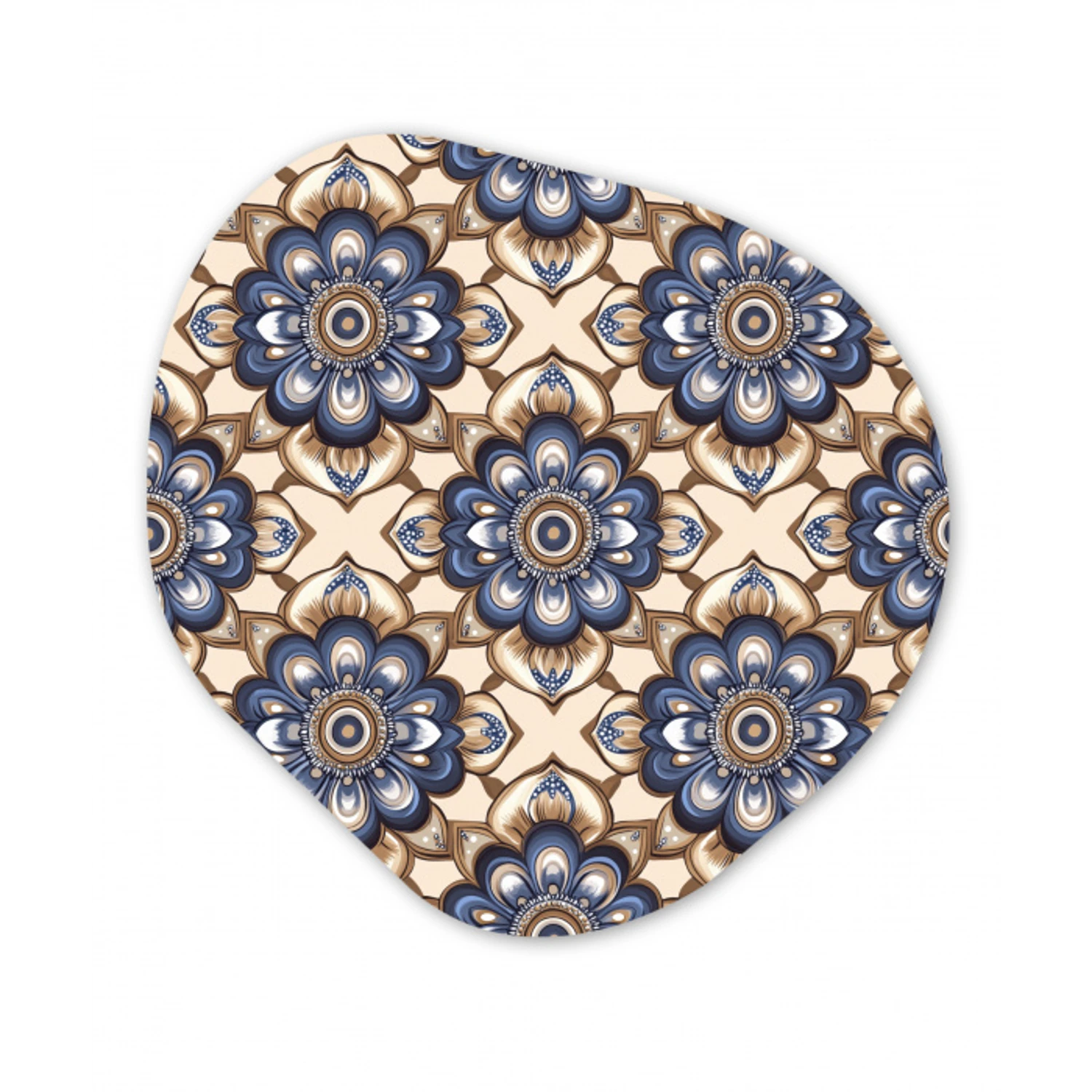Floraal - Ornament - Blauw Wandcirkel Organisch Aluminium middel 851 -3d