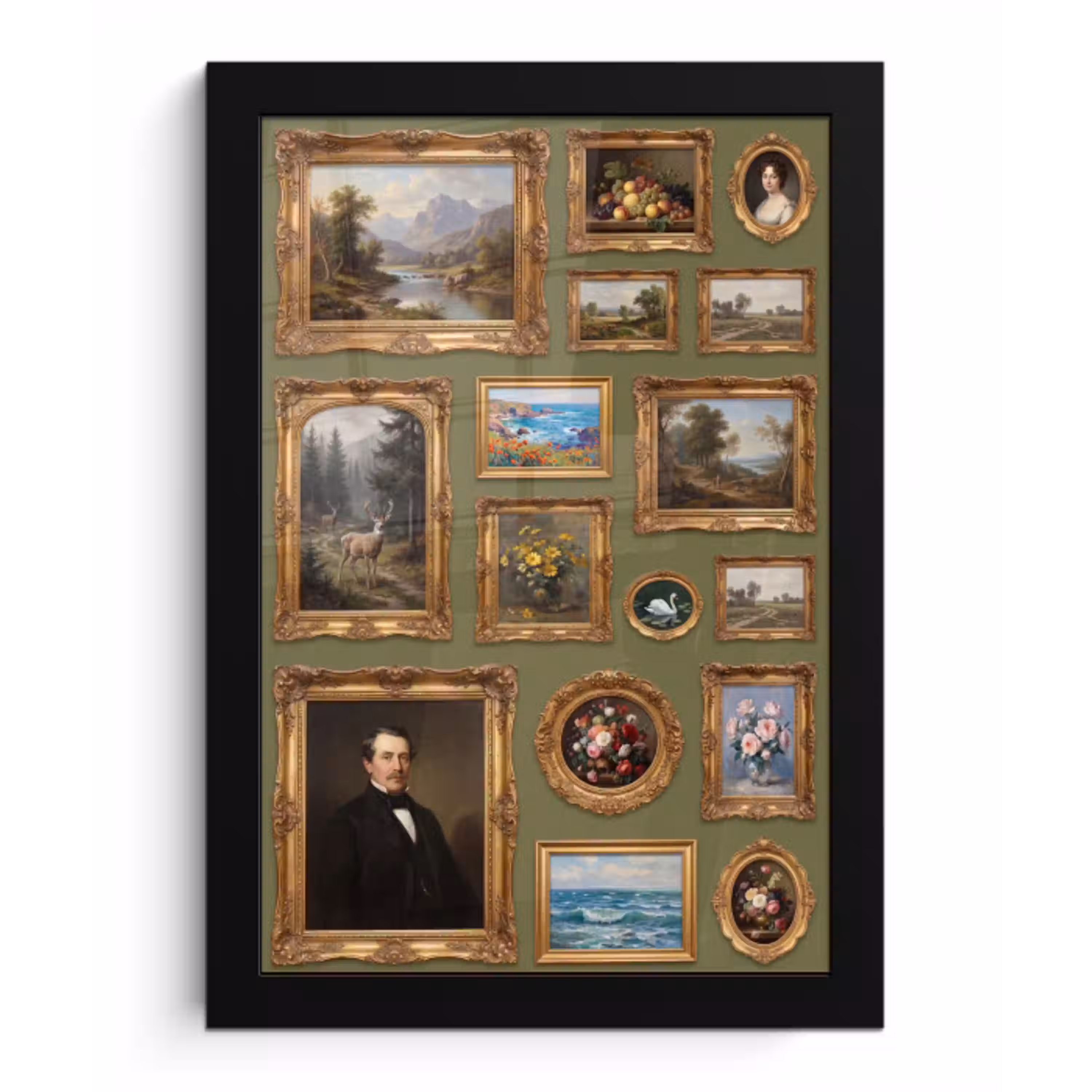 Hert - Bos - Natuur - Klassiek - Dieren fotolijst zwart zonder passe partout klein -3d