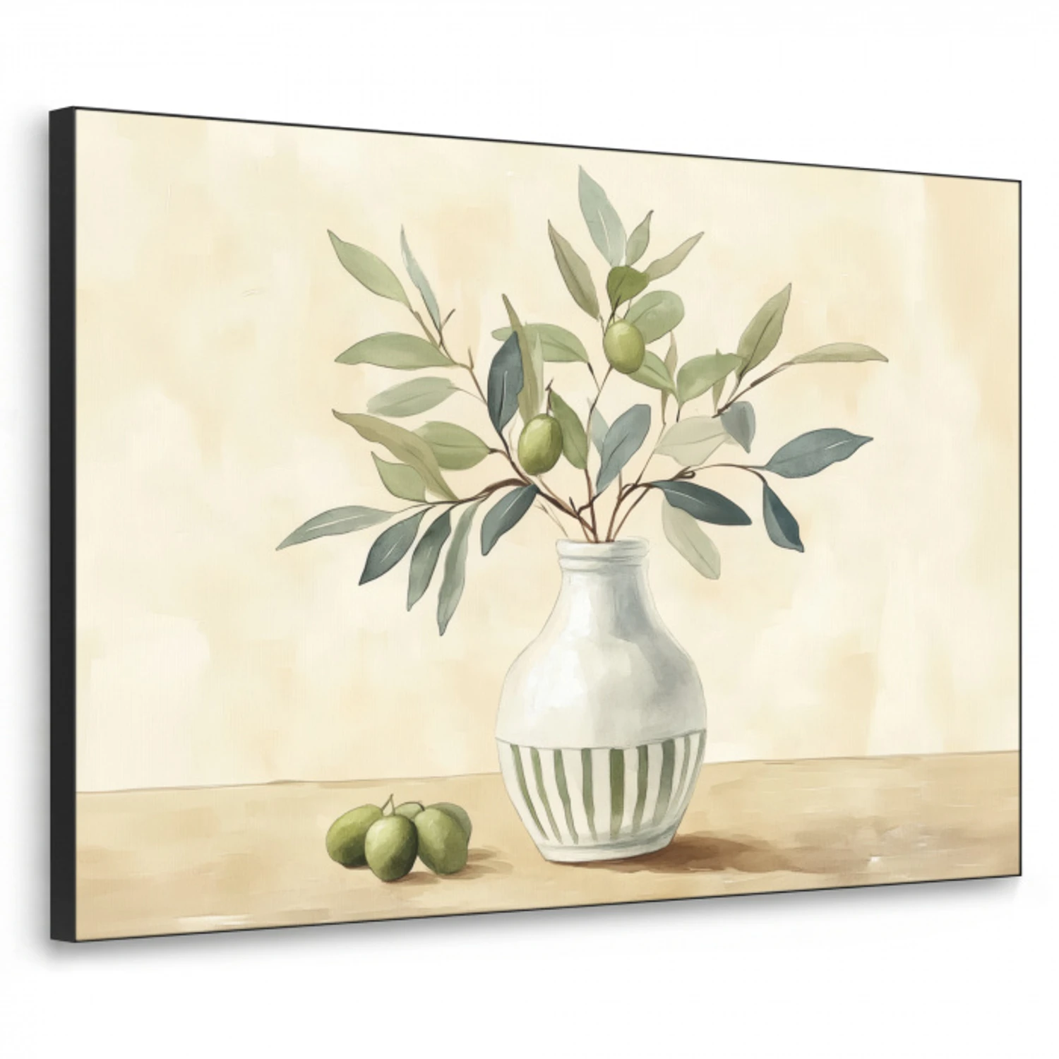 Vaas - Keramiek - Olijftakken Textielframe zwart klein -3d