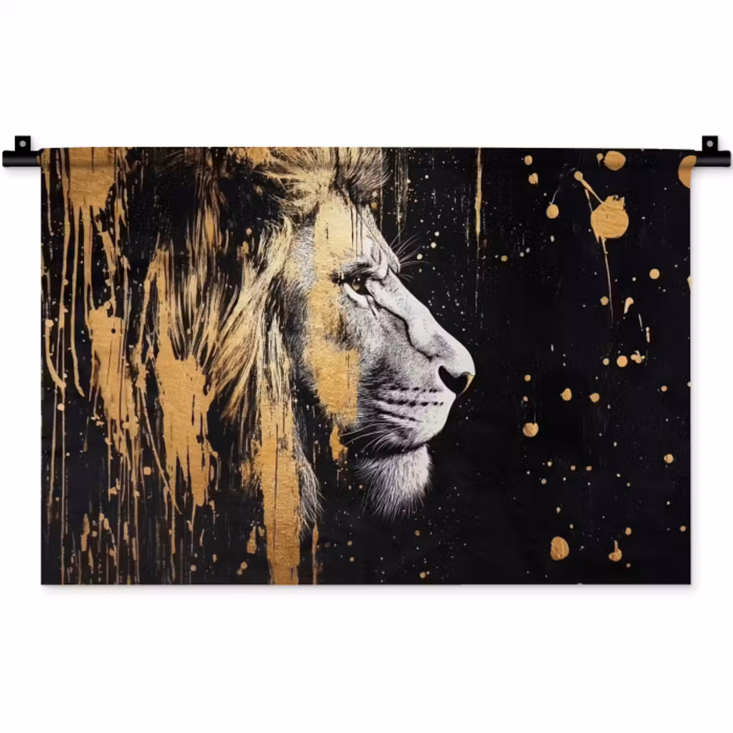 Wandkleed - Portret - Leeuw - Abstract - Goud