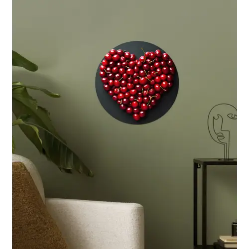 Kersen - Hart - Rood - Zwart Wandcirkel behangsticker klein -sfeer2