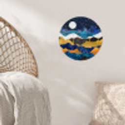 Nacht - Goud - Marmer - Abstract - Landschap - Berg Wandcirkel behangsticker klein -sfeer4