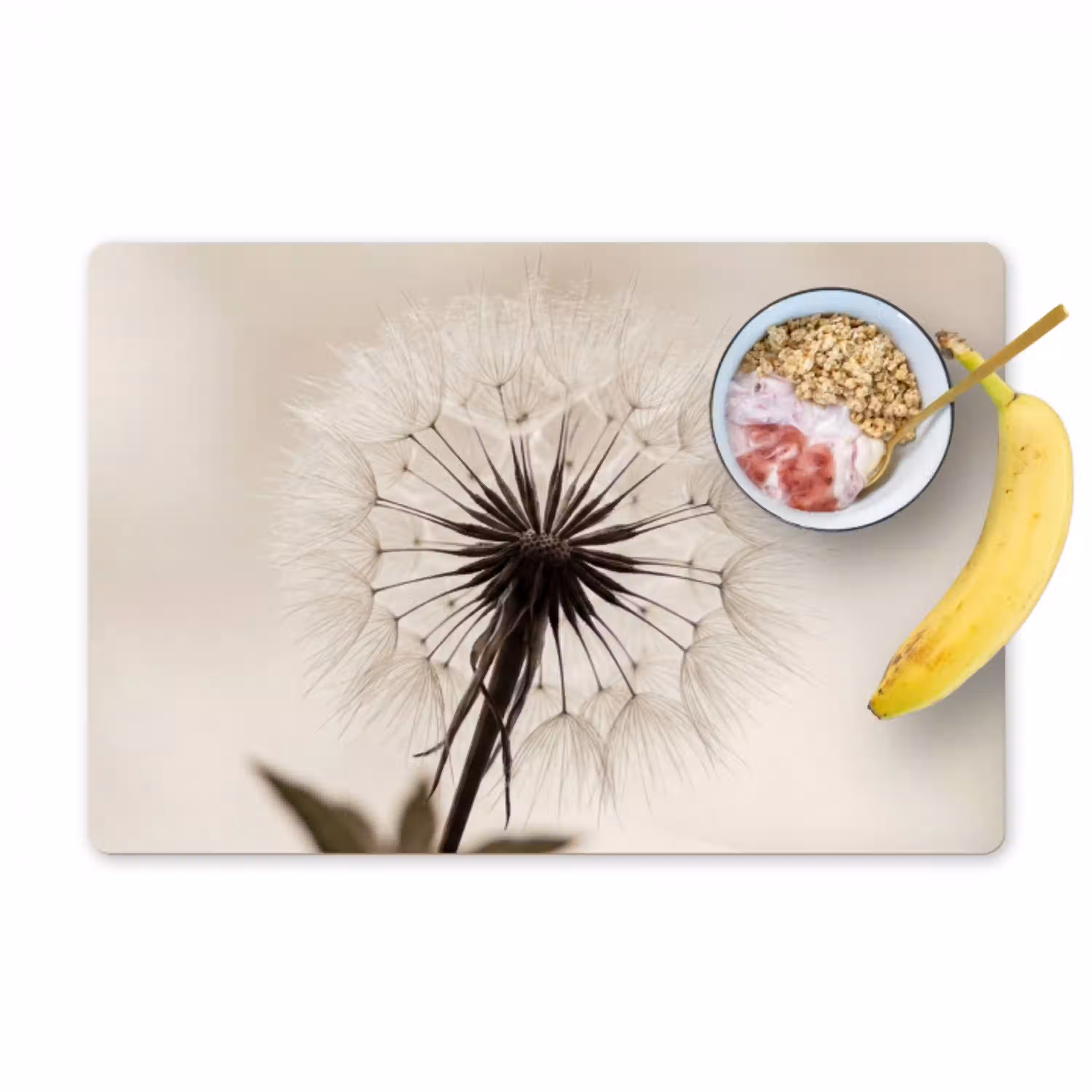 Paardenbloem - Minimalistisch - Wit Placemat vinyl groot -zzzproduct_Kitchenyeah-website