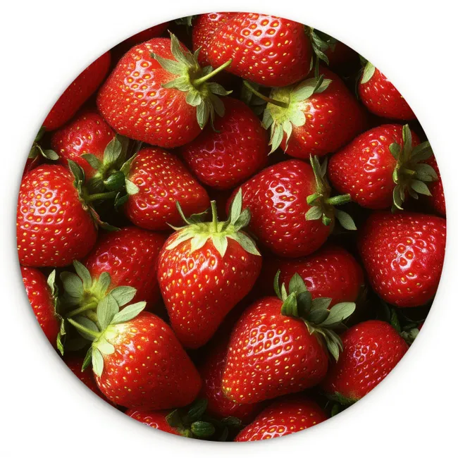 Aardbei - Fruit - Rood Wandcirkel kunststof plaat 5mm dik klein -3d